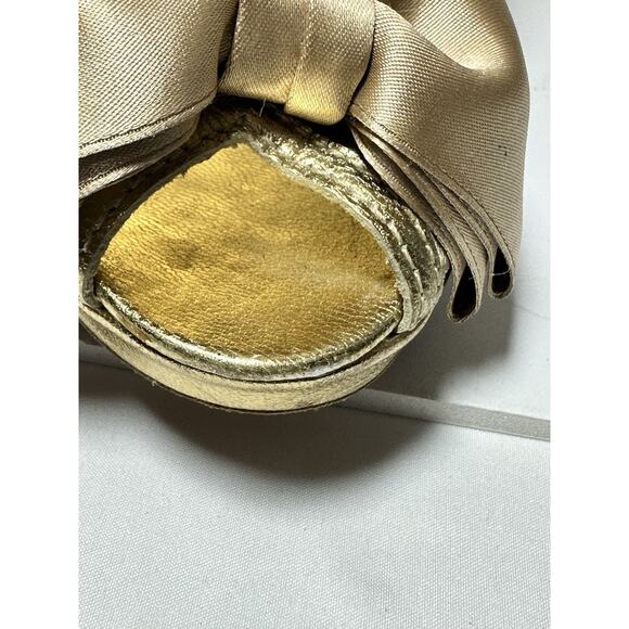 Coach Daisey Gold Platform Heels w/ Satin Bow, Peep Toe, Mono Logo, Women's 9B - Picture 8 of 12